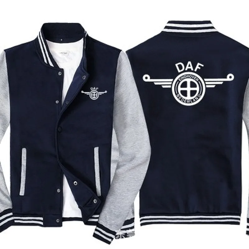 

2021 NEW Fashion Men Baseball Jacket for DAF Logo Sportswear Casual Sweatshirt Hip Hop Harajuku Unisex Uniform 3 Colors