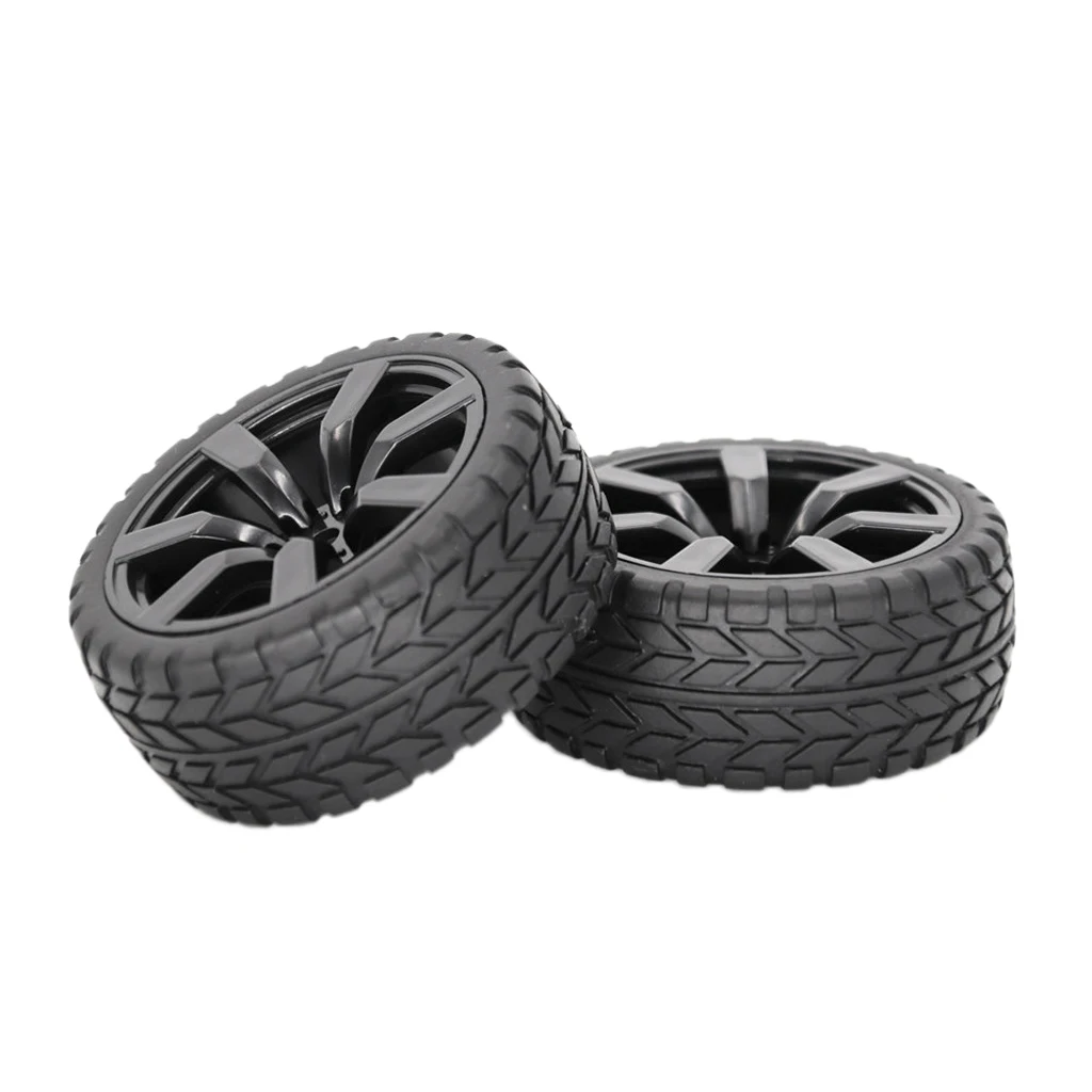 

2pcs-Pack 26mm Width RC Rubber Tires Plastic Wheel Rims 12mm Hub Mount for HSP HPI 1:10th On Road Car Touring