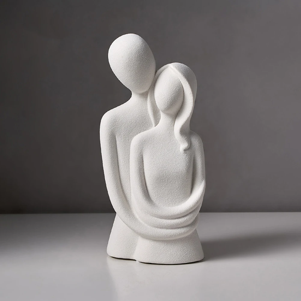

Home Decoration Accessories Couple Ceramic Resin Statue Nordic Home Living Room Art Crafts Sculpture Wedding Gift GIve Lover