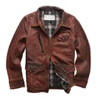 AL0515 прочтите описание! Куртка мужская из натуральной коровьей кожи, повседневная винтажная байкерская куртка из воловьей кожи азиатского размера
