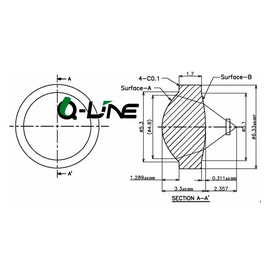 

G-2 Focus Dot Coated Glass Lens for 405nm 450nm Blue Laser Diode with Holder M9*0.5