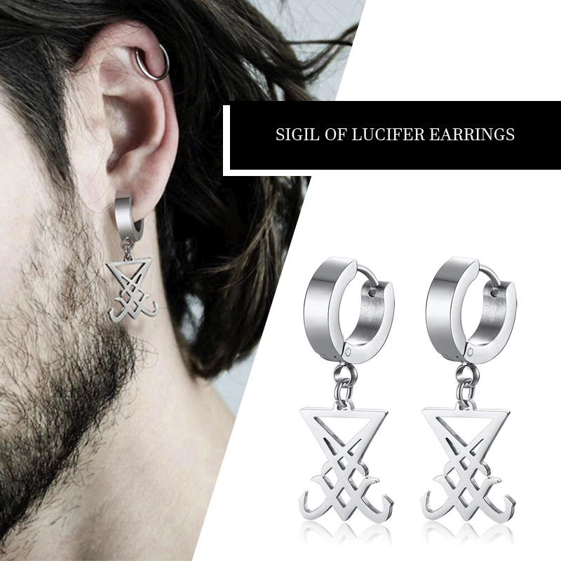 SIGIL OF LUCIFER серьги в уплотнительный колпачок из нержавеющей стали сатаны демон