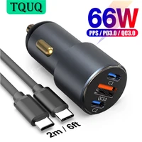 tquq 3 port 66w fast charging car charger pd30w pps 33w 20w usb c charger qc3 0 quick charge for iphone 12 13 pro max samsung
