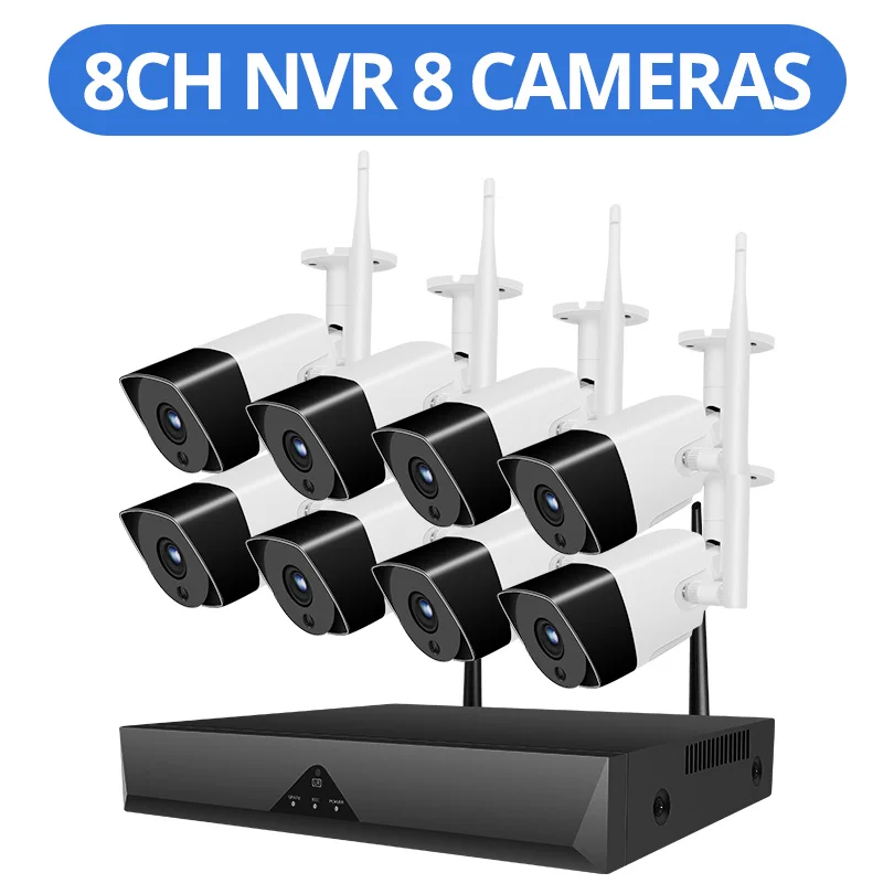8CH NVR 8 Cameras Weтранс аудио система камеры наблюдения 1080P 8CH беспроводной ночного видения домашней безопасности wi-fi-камера для использования на улице 4CH cctv комплект - Цвет: 8CH NVR 8 Cameras