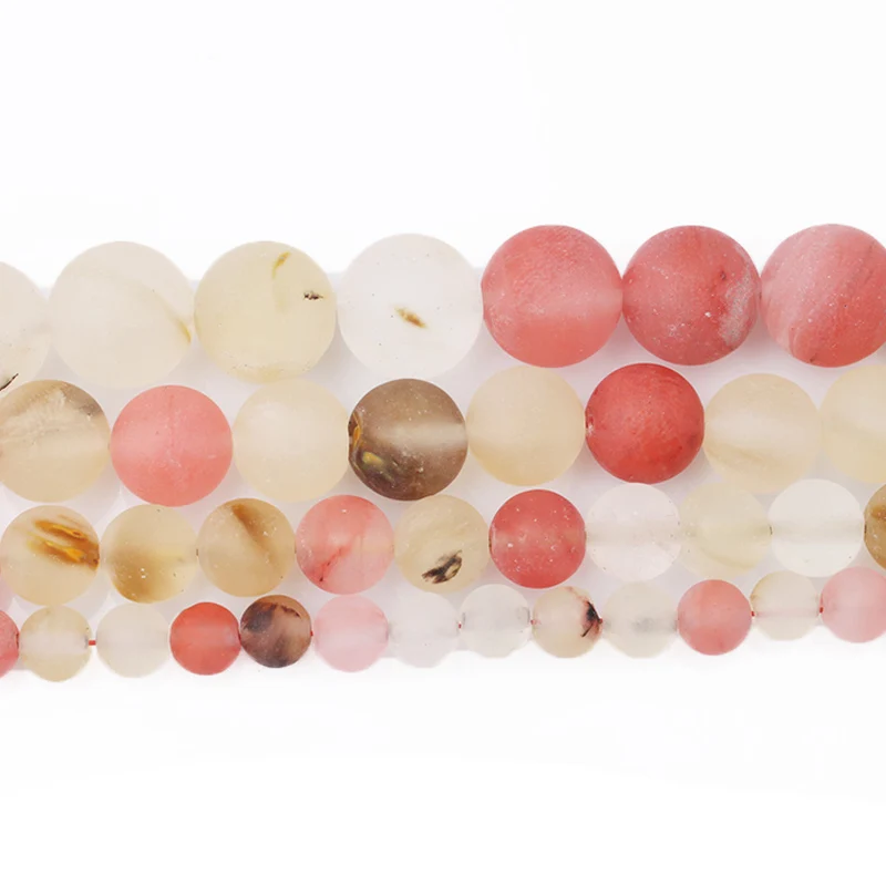 15 &quotнитка бусины из натурального камня матовые смешанные Арбузные турмалиновые