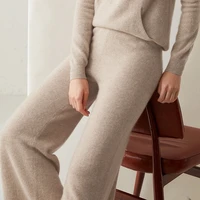best quality 100 goat cashmere knitting pants women winter hot sale warm trousers female full wide leg pants