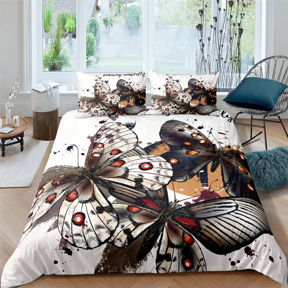 

Butterfly Bedding Set 3D Cute Printed Duvet Cover Bedclothes Queen King Twin Size 2/3pcs Home Textiles Luxury Bedspread