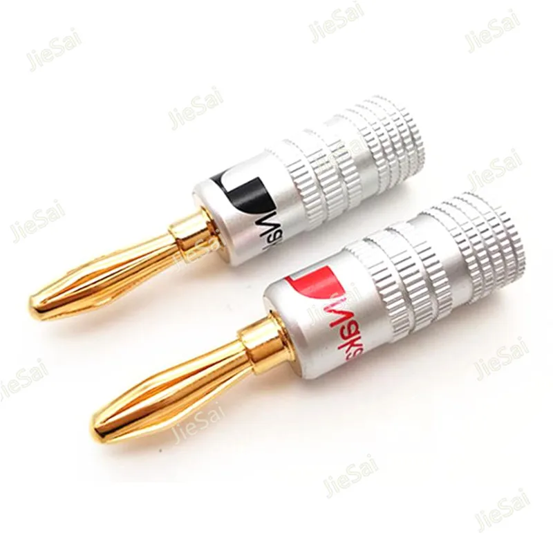 

2pcs Pure Copper Gold-plated Banana Plug Screws Fixed Wire 4mm Audio Loudspeaker Wiring Terminal Connector