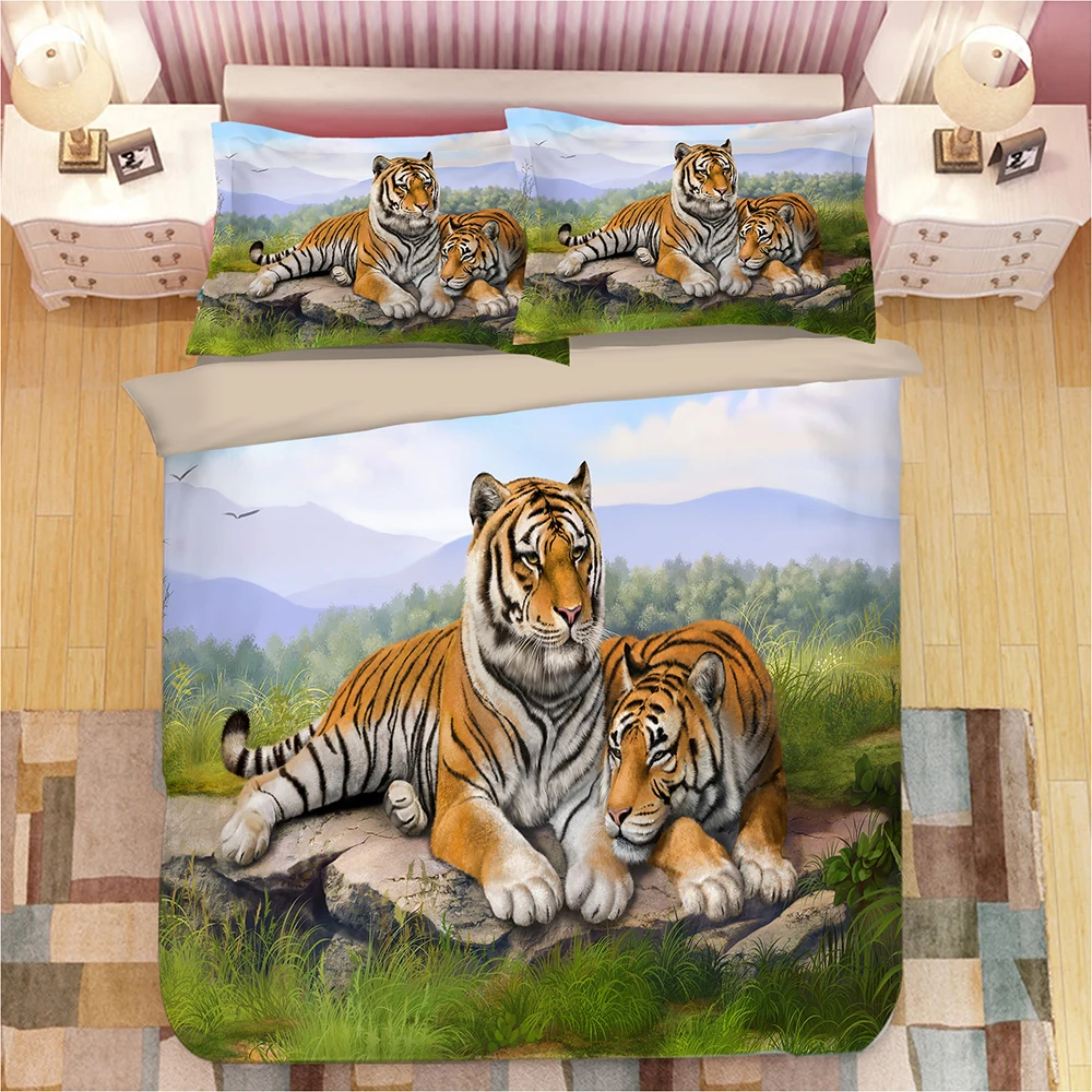 

3D Animal Lion Tiger Owl Print Bedding Set Duvet Covers Pillowcases One Piece Comforter Bedding Sets Bedclothes Bed Linen 09