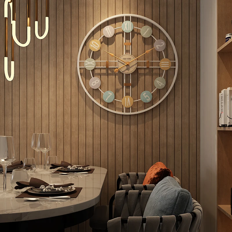 Большие металлические настенные часы в винтажном стиле бесшумные цифровые