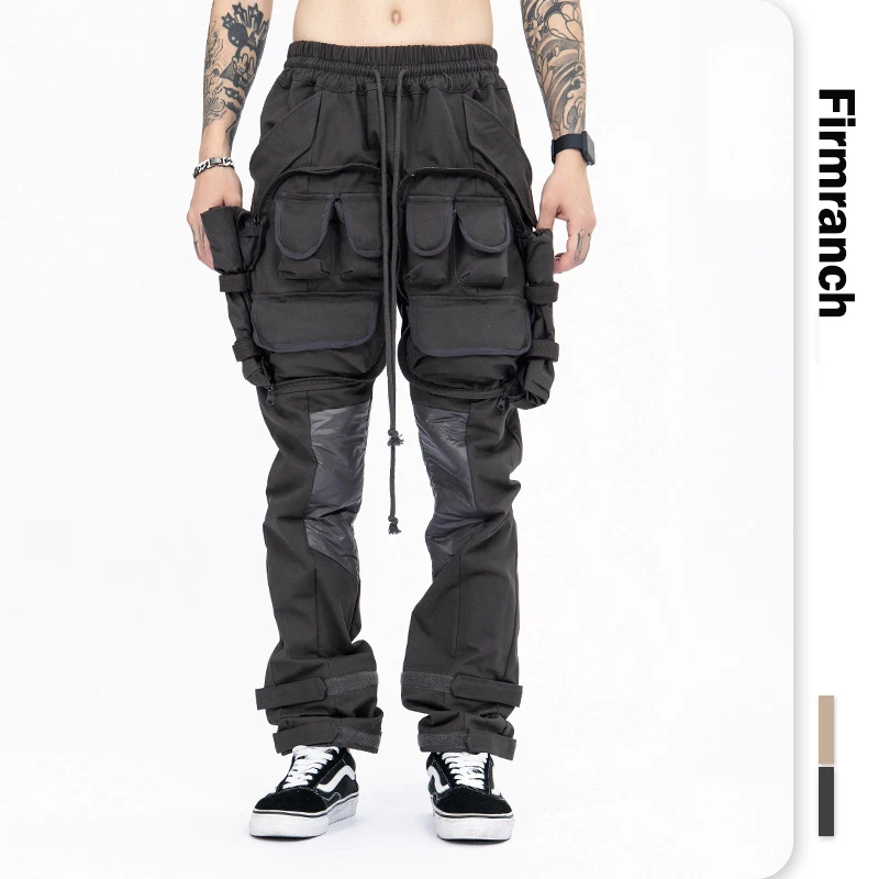 Новинка от firmранчо дизайнерские серые/хаки повседневные брюки-карго с