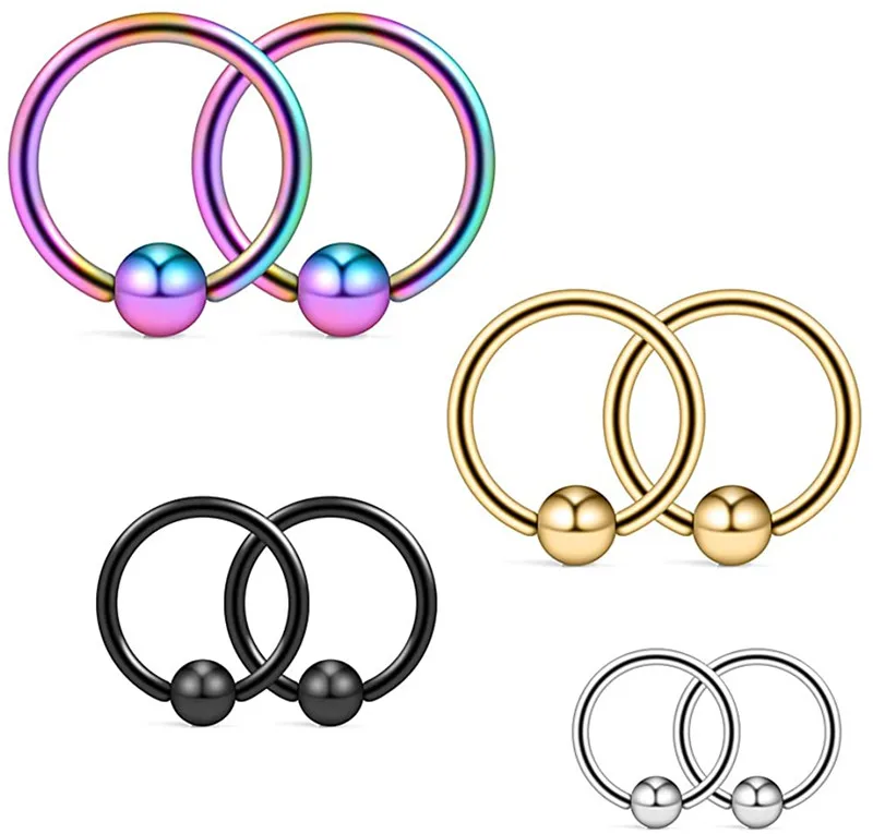 

14G 316L Surgical Steel Captive Bead Ring PA Nipple Eyebrow Belly Tragus Cartilage Septum Piercing Jewelry 8PCS