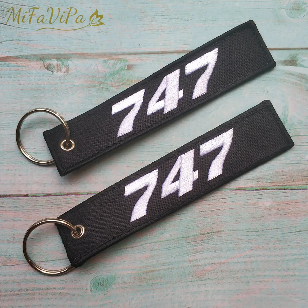 MiFaViPa Black White Boeing 747 Fashion Trinket Keychain Strap Embroidery Aviation Key Chain for Men Gift Luggage Tag Keyrings | Украшения