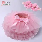 Детский комплект из юбки и повязки на голову для маленьких девочек, для новорожденных детей Пышная юбка-американка, фатиновая кружевная пачка юбки для девочек