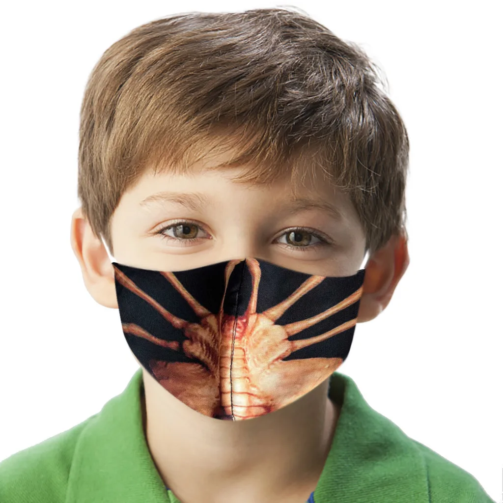 Children's Funny Dust-proof Facemask Printed Halloween Party Masks Kids Washable fp2 Cotton Face Shield Breathable Muffle P828 | Спорт и