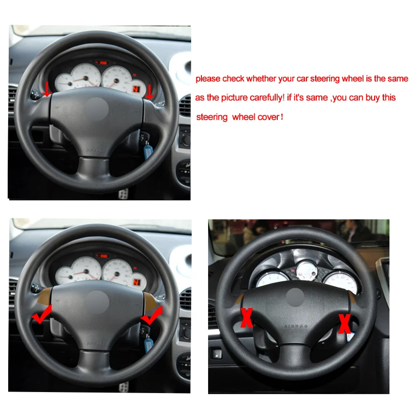 Чехол рулевого колеса для Peugeot 206 1998 2005 SW 2003 CC 2004 2005|Чехлы на руль| |