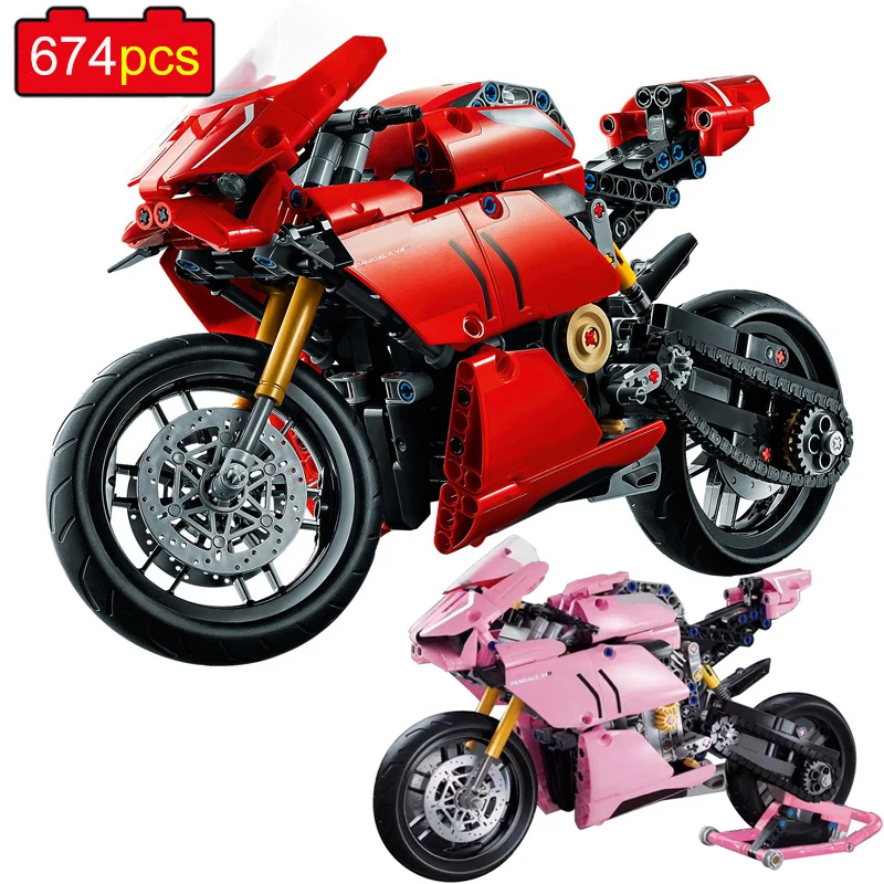 Technic Series 674 + шт Ducaties Panigale V4 R модель мотоцикла строительные блоки создатель