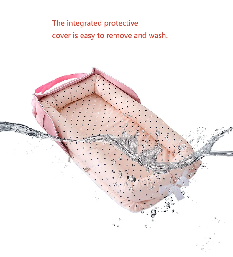 Детская кровать гнездо из 100% хлопка с подушкой портативная кроватка дорожная для