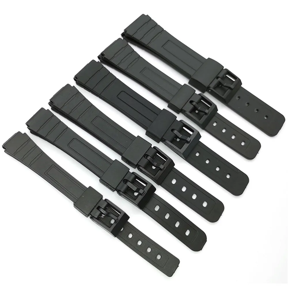 12mm 14mm 16mm 18mm 20mm 22mm Universal Watch Strap Men Women Black Resin Plastic Wrist Band Bracelet Accessories Pins Buckle