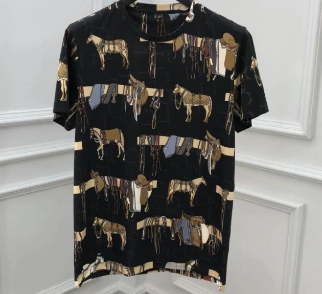 

2021 21ss spring brand royal horse print designer t shirts tees tops for men luxury punk gothic famous casual cotton