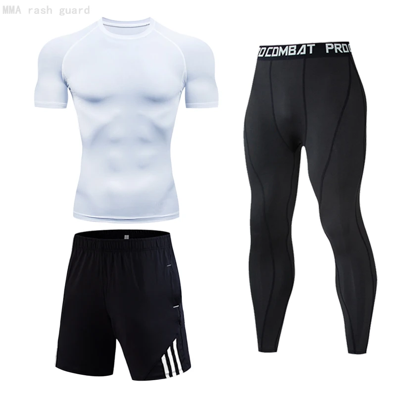 

Fitness Men Gym Clothes Quick Dry Summer Running Tights Short Sleeve Top Sports High-quality 2021 New Sportswear Tracksuit Men