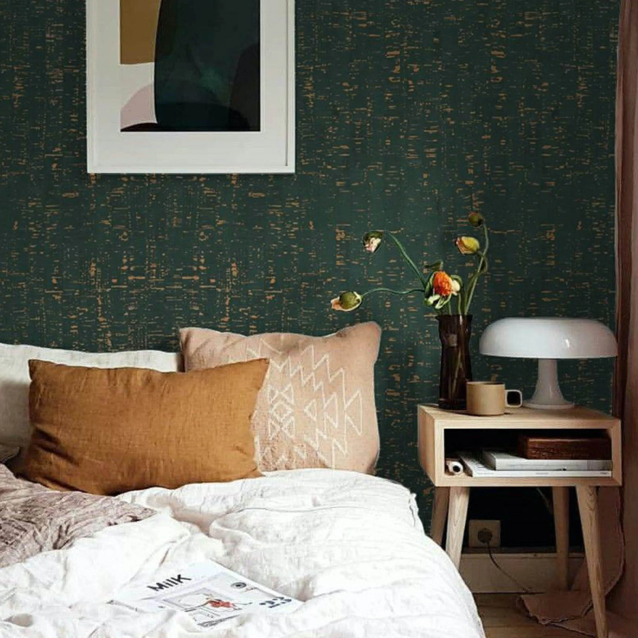 

MYWIND Wallcovering 2021 Latest design Natural Cork Wallpaper Real Wood Green Black White Decor Wall Paper