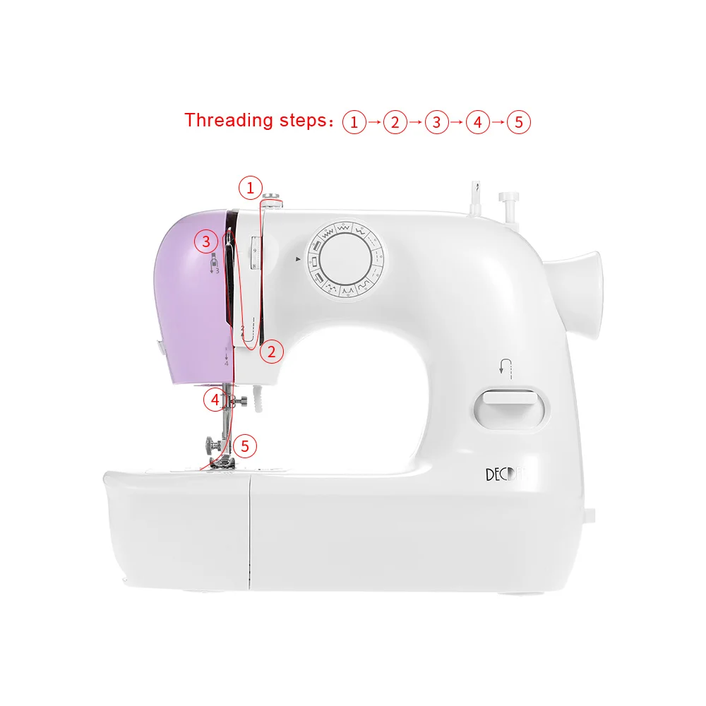Электрический 12 стежков мини швейная машина 2 скоростная с светодиодный
