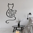 Самоклеящиеся виниловые обои с кошками для забавной жизни, виниловые художественные украшения для гостиной, офиса, школы