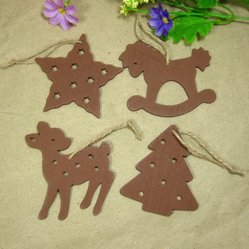 

4pcs Unfinished Wooden Christmas Ornaments Unfinished Wood Slices Cutouts Craft for Holiday Decoration and DIY Craft Making