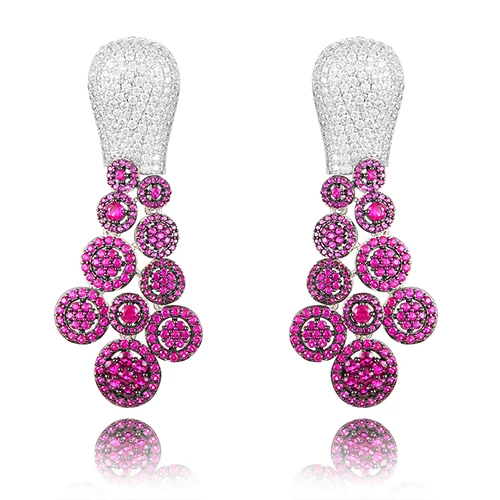 Hot Pink GODKI знаменитые амулеты в виде капли, модные женские сережки с кубическим цирконием, серьги-капли для женщин, аксессуары для свадебной вечеринки - Окраска металла: Hot Pink
