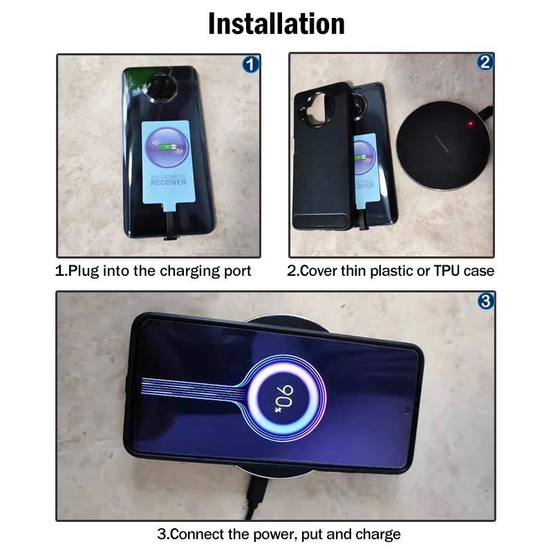 

Qi Wireless Charging Receiver for Huawei Mate 9 10 Pro 20 Lite 20X Nova 3 4 5T 5 6 7 8 Pro SE Type-C Adapter USB C Connector