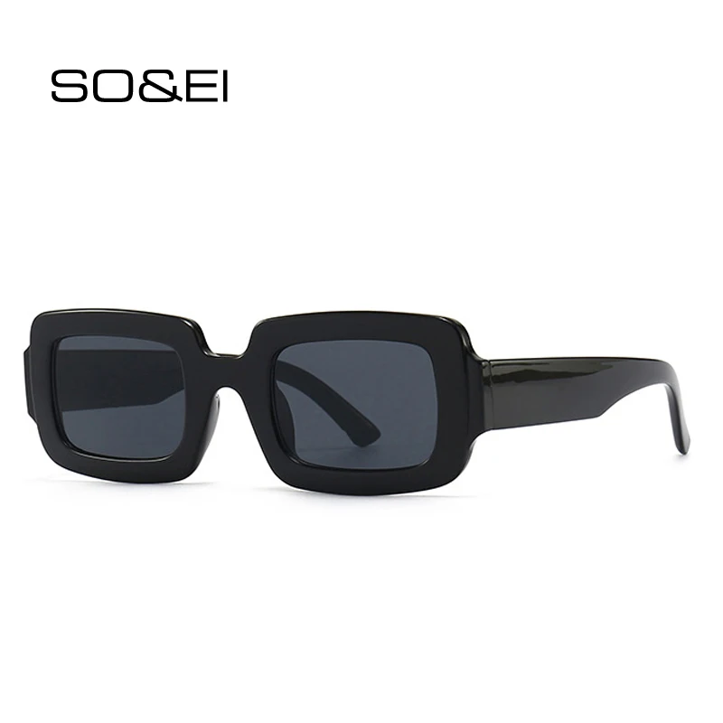 

SO&EI Retro Small Rectangle Women Sunglasses Fashion Champagne Purple Eyewear Shades UV400 Men Square Sun Glasses