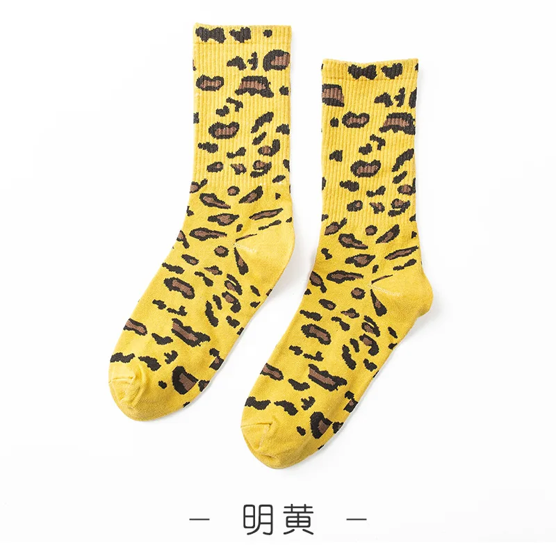 Популярные женские носки из хлопка с леопардовым принтом в стиле ретро модные