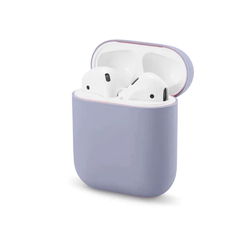 Lavender grey Силиконовый чехол для Apple Airpods 2 Тонкий чехол Чехлы Многоцветный Защитный нежная кожа для Airpods дропшиппинг - Цвет: Lavender grey