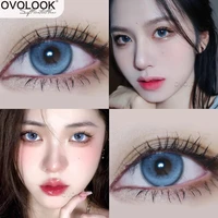 ovolook 2pcspair natural color lens eyes yearly use blue prescription colored contact lenses for eyes beauty cosmetic lens 14mm