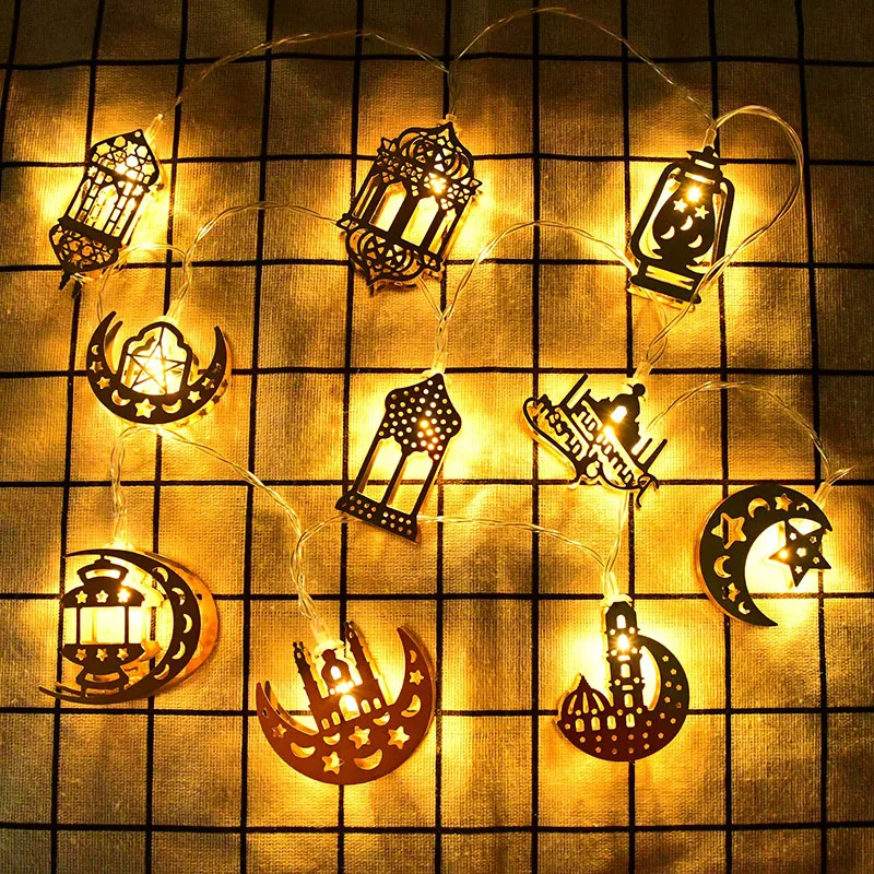 

10 светодиодов Eid Мубарак свет Звезда Луна сказочные огни Декор 165 см Питание от батареи светящийся Рамадан Kareem гирлянда исламские украшения