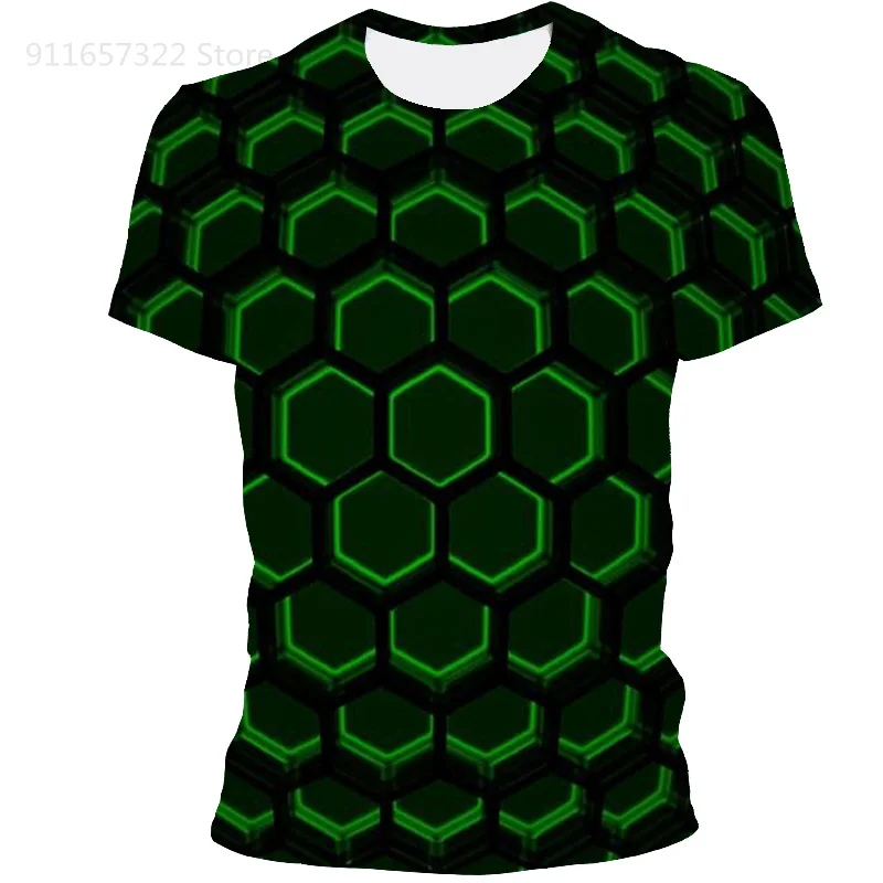 

2021 summer new 3D printing T-shirt abstract printing men's large printing casual pullover O-neck short sleeve