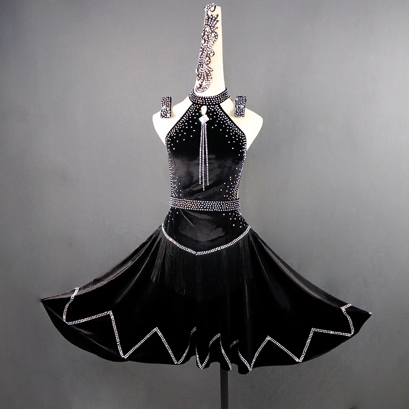 Новый латинский танец черный конкурс одежды одежда для женщин сексуальный