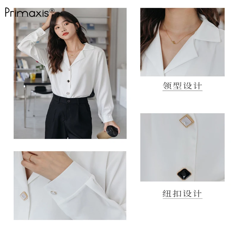 

Primaxis ight mature style shirt top women 2021 new long-sleeved women autumn thin chiffon top chemise femme blusas bonitas