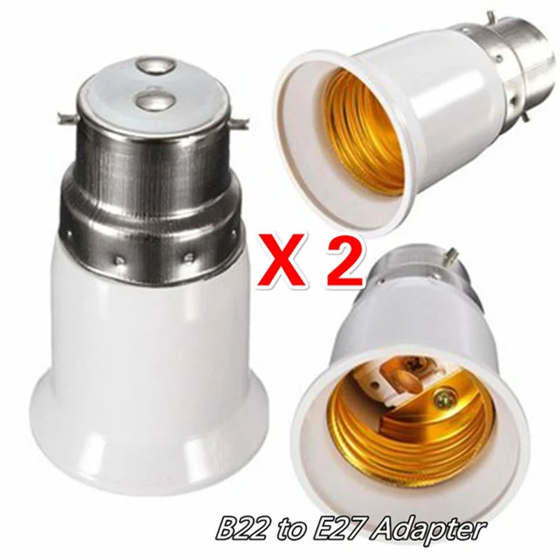 

2 Pcs Light Bulb Adaptor Bayonet B22 To Edison Screw E27 Lamp Converter Holder Light Adapter Lamp Holder Lighting Parts