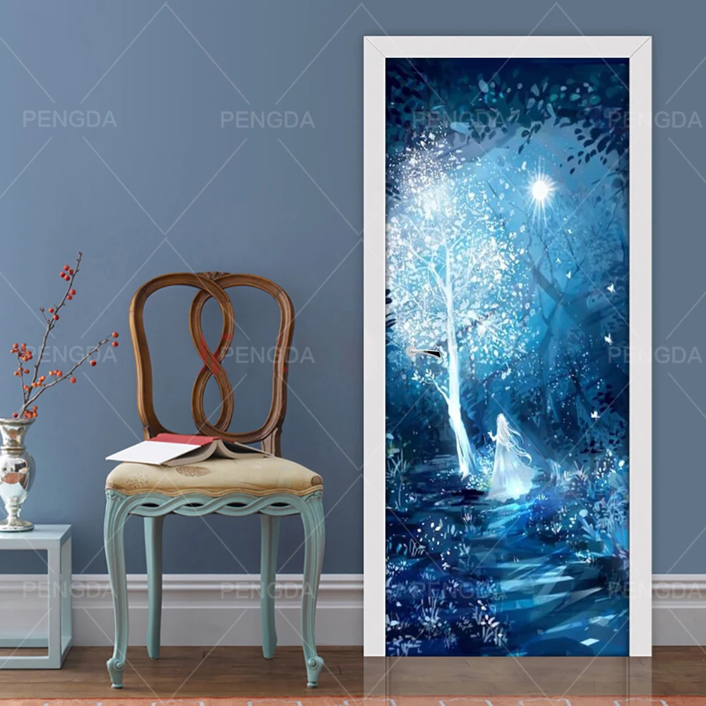 Домашний декор наклейка на стену Diy плакат 3D Стикеры дерево Пейзаж принт аниме