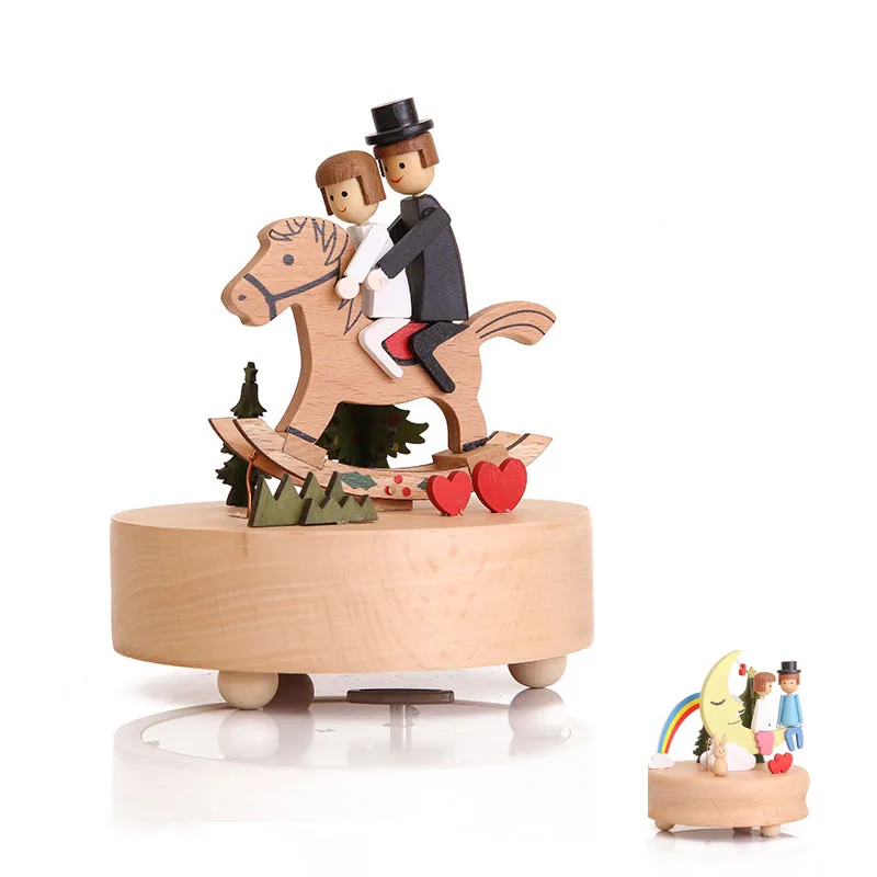 MGT Музыкальная шкатулка с каруселькой деревянная база ремесла музыкальная