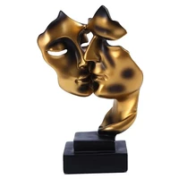 nordic abstract double face cover statues golden figure craft resin craft for living room office home decor retro decoration