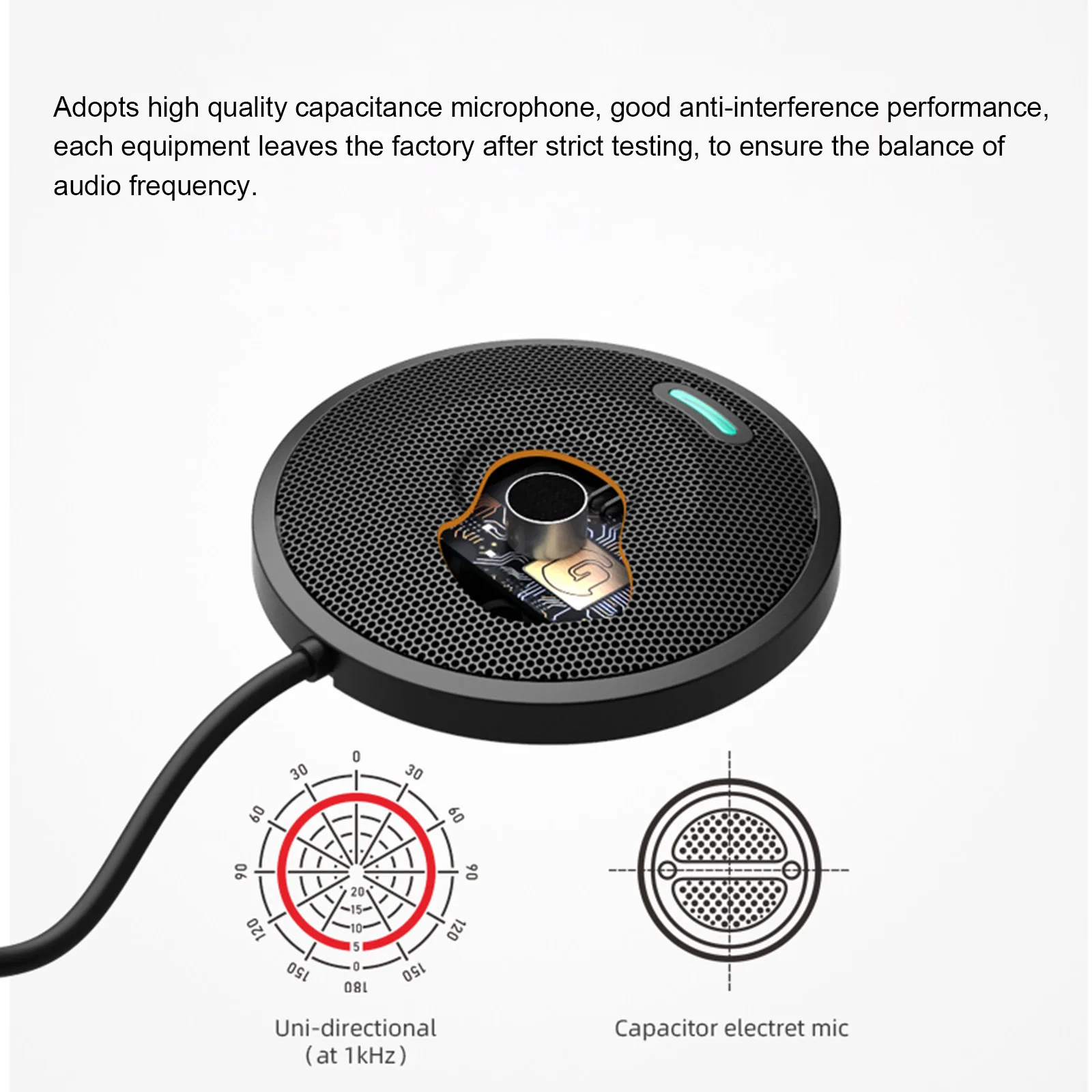 U2 USB Mic Omni-directional Condenser Microphone for Business Conference Desktop Laptop PC Voice Chat Video Games Live Broadcast |