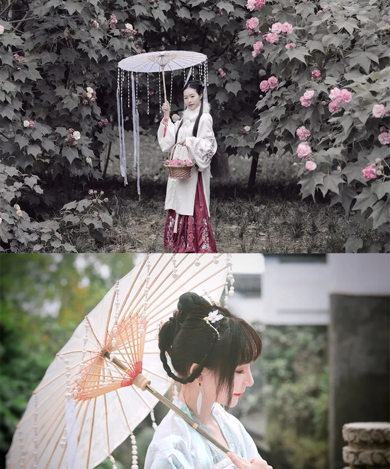 Модный китайский зонтик с кисточками, лента из шелковой ткани Hua Cheng COS, декоративный зонтик для женщин, реквизит для танцев, декор для фотосъемки