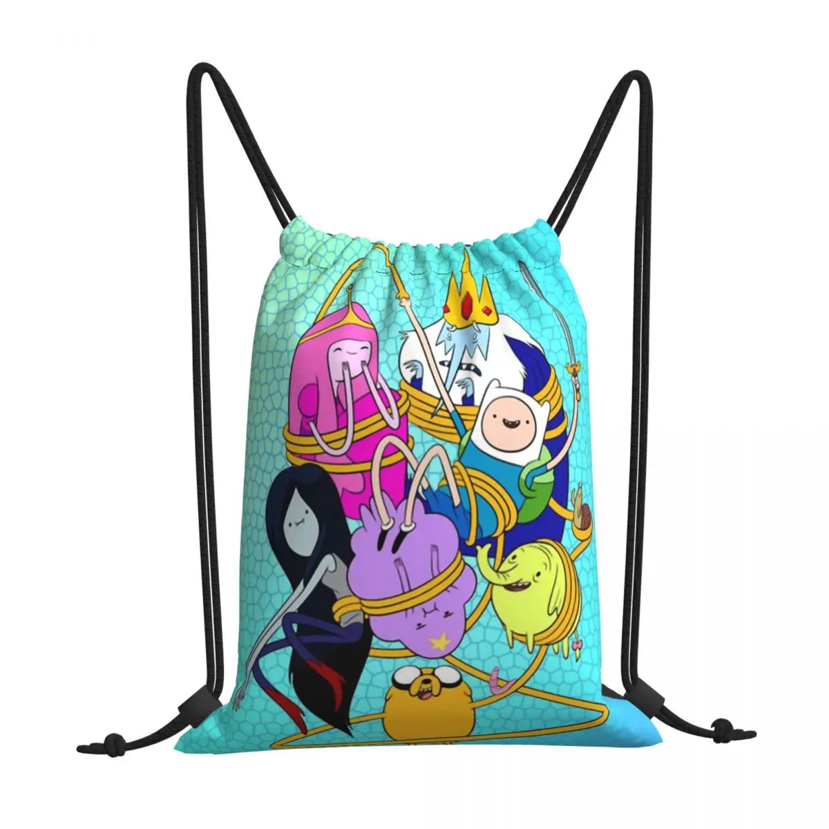 

BMO Adventure Time Finn Jake TV Drawstring Bags Shopping Unisex Waterproof Storage Organize Bundle Pocket Rope Bag