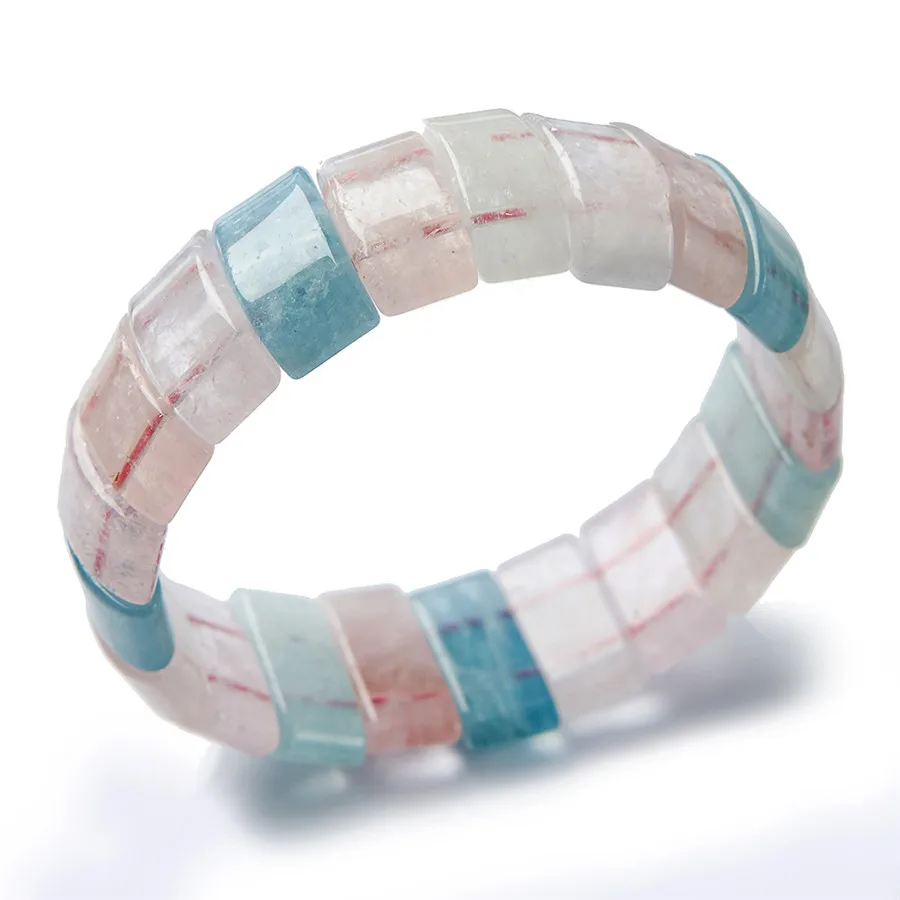 

Модные ювелирные изделия тянущиеся браслеты для женщин подлинные красочные натуральные морганитовые Камни Круглые Бусины Кулон Браслет Femme