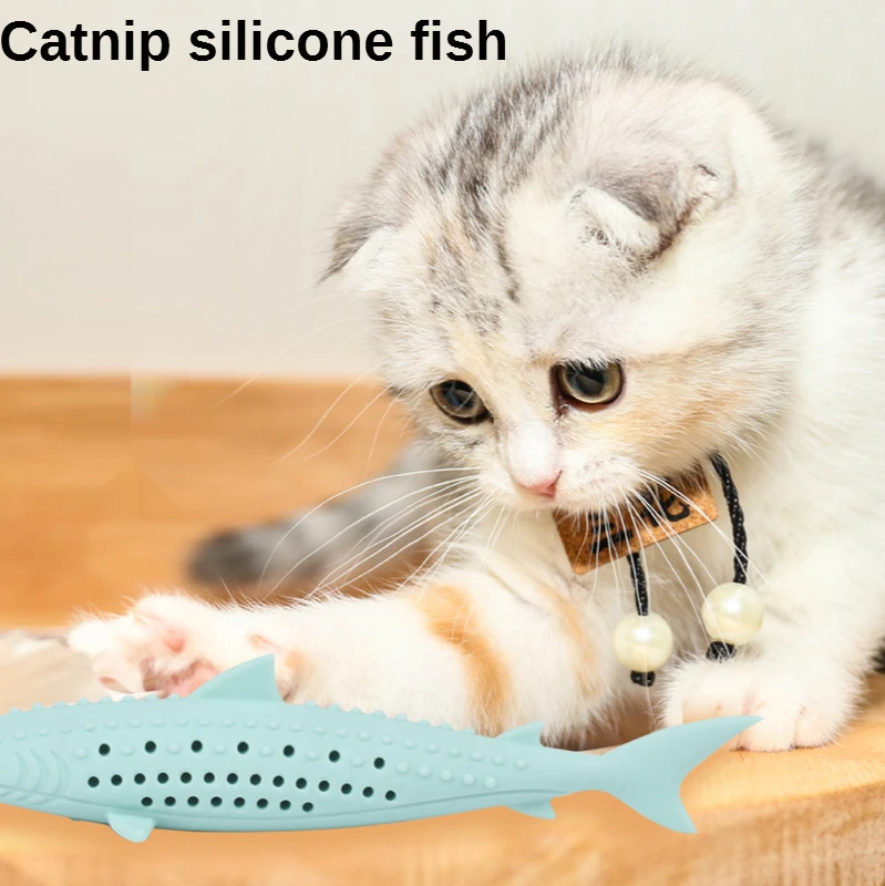 

Catnip Silicone Toys Fish Shape Fish Shape Teeth Cleaning Supplies Comfortable Soft Relieve Cat Melancholy Interactive Supplies