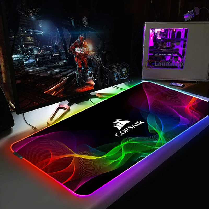 Новое поступление светодиодная подсветка Corsair логотип коврик для мыши RGB