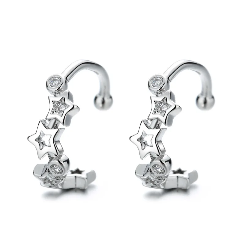 

Women's Fashion Silver Plated Star Clip Earrings Minimalism Girls Earrings Birthday Party Gifts Daily Jewelry